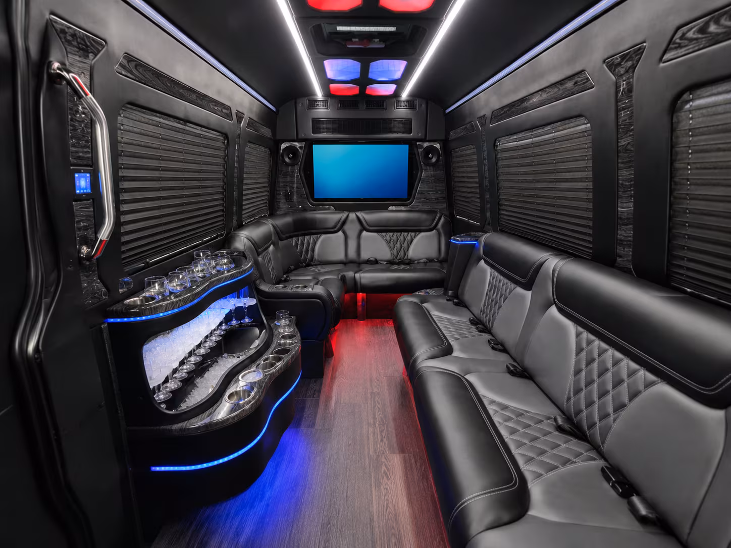youngstown 18 passenger party bus inside